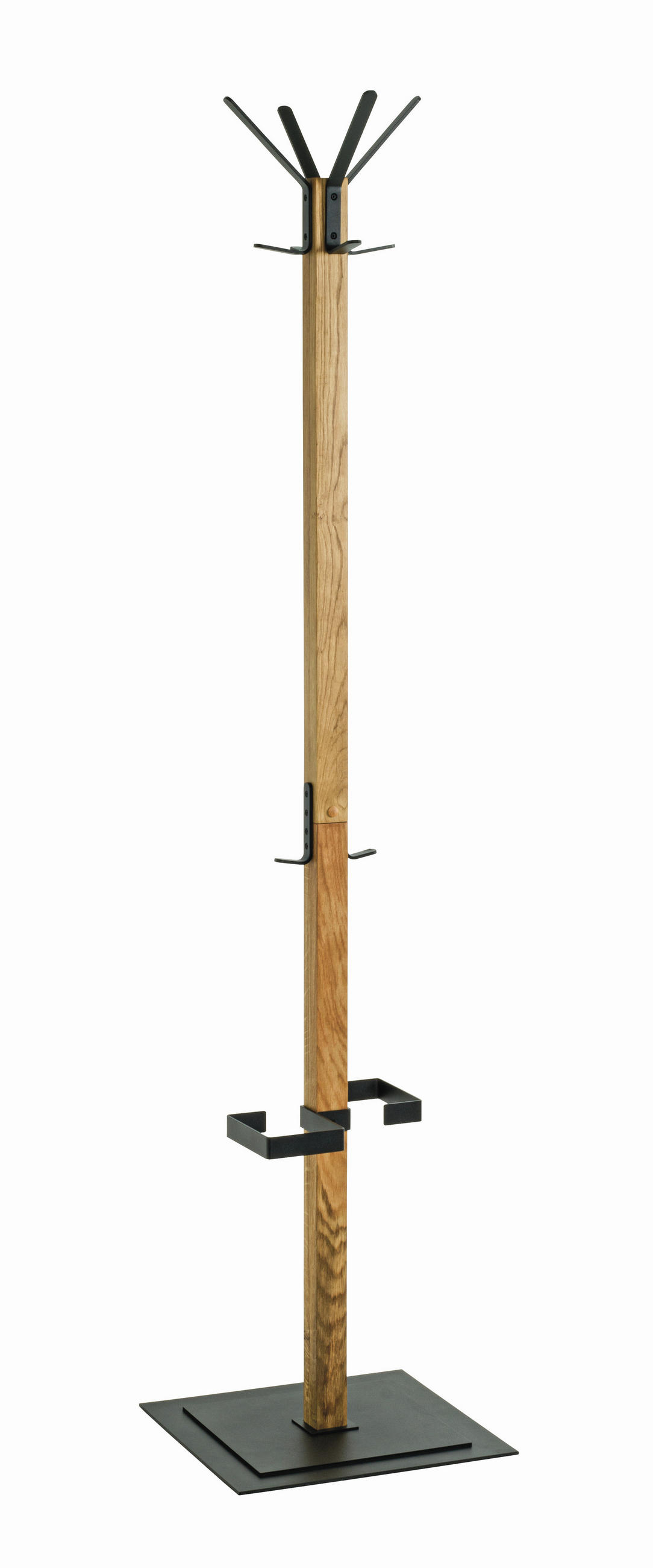 GARDEROBENSTÄNDER in Schwarz, Eichefarben 40/180/40 cm   - Eichefarben/Schwarz, KONVENTIONELL, Holz/Metall (40/180/40cm)