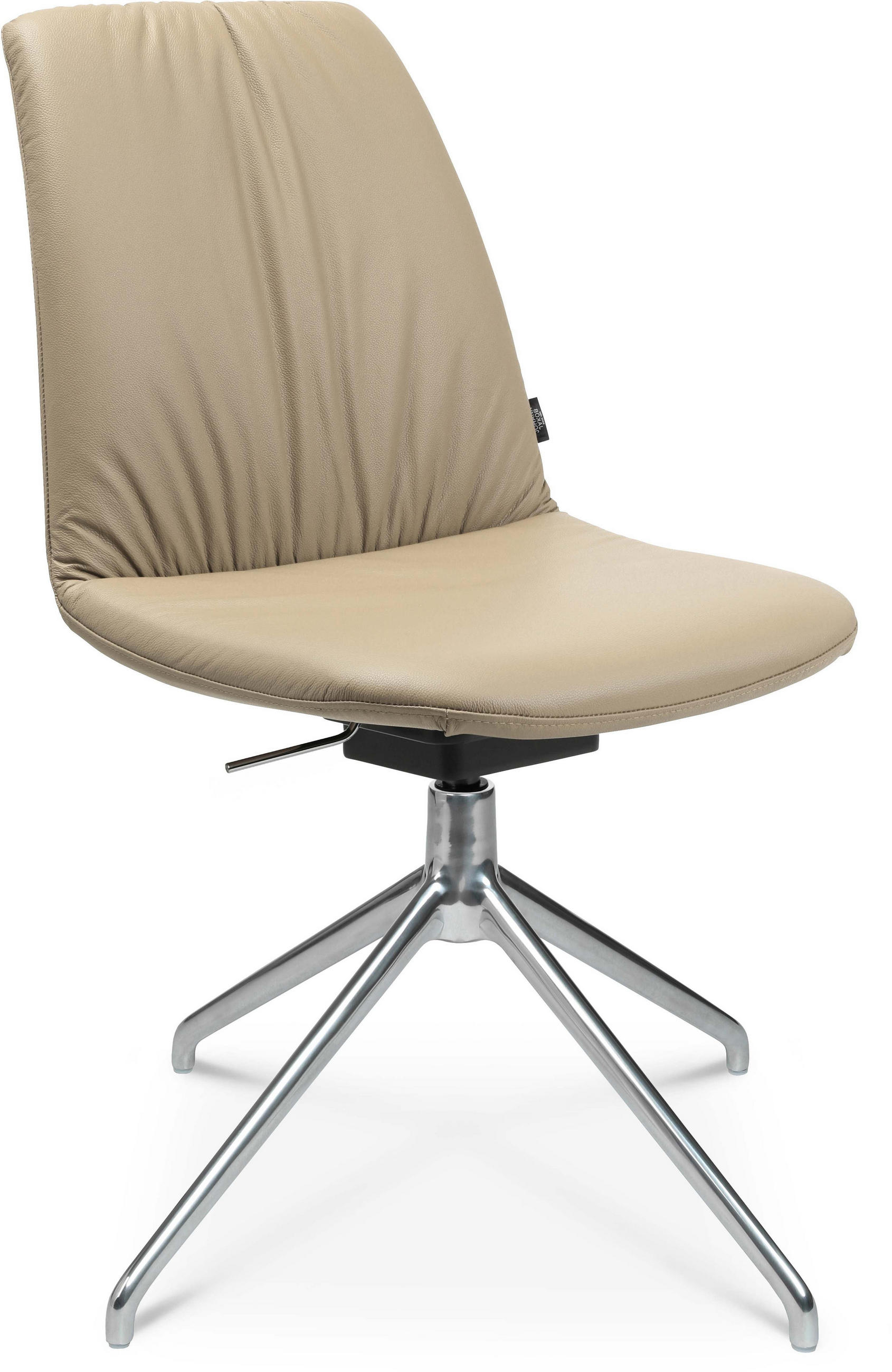 STUHL Echtleder Alufarben, Beige  - Beige/Alufarben, Design, Leder/Metall (46/81,5-84,5/55cm) - Johann Jakob