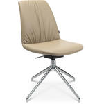 STUHL Echtleder Alufarben, Beige  - Beige/Alufarben, Design, Leder/Metall (46/81,5-84,5/55cm) - Johann Jakob