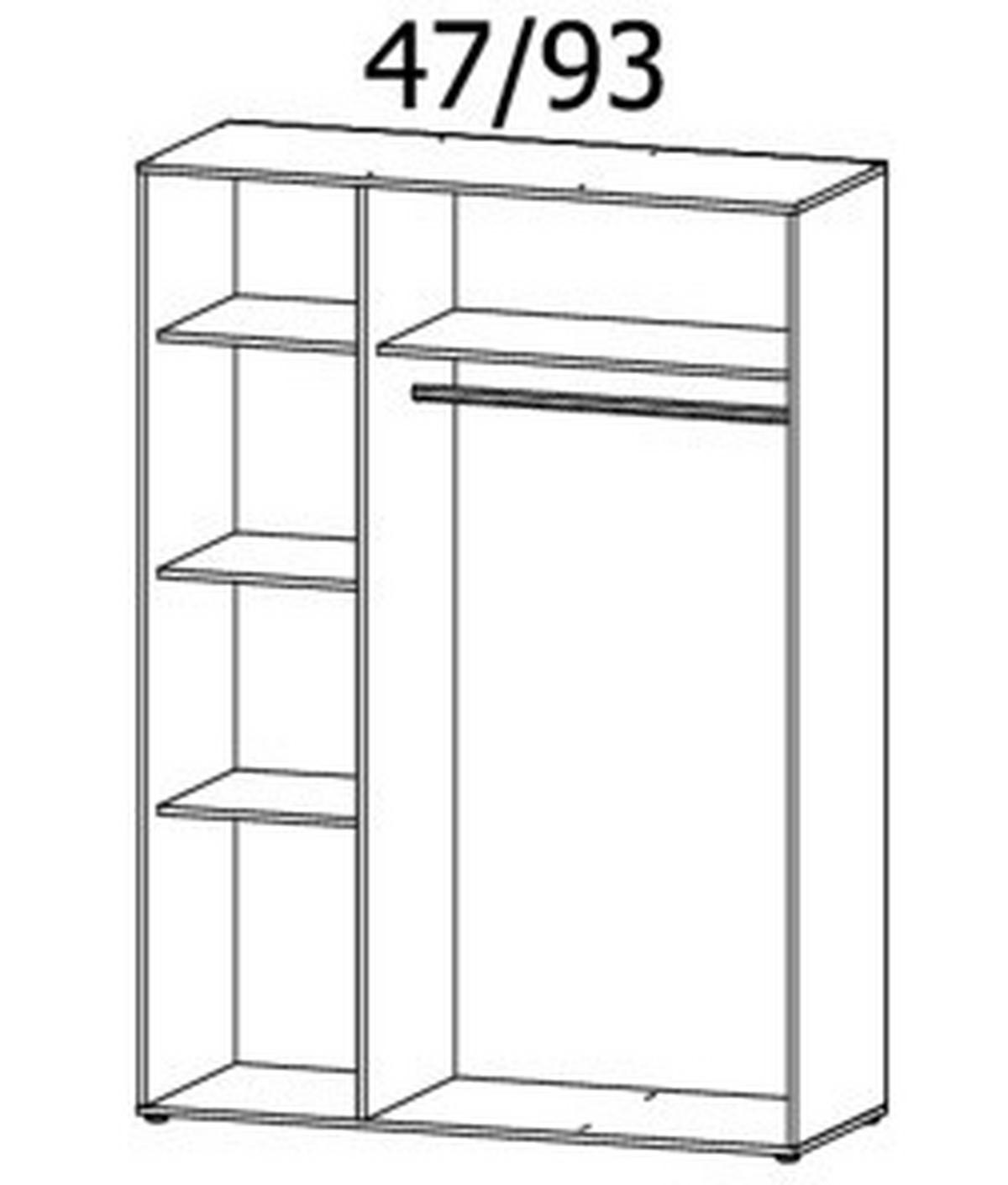 DREHTÜRENSCHRANK in Weiss, Eiche Artisan  - Weiss/Eiche Artisan, Basics, Holzwerkstoff/Metall (140/194/53cm) - Boxxx