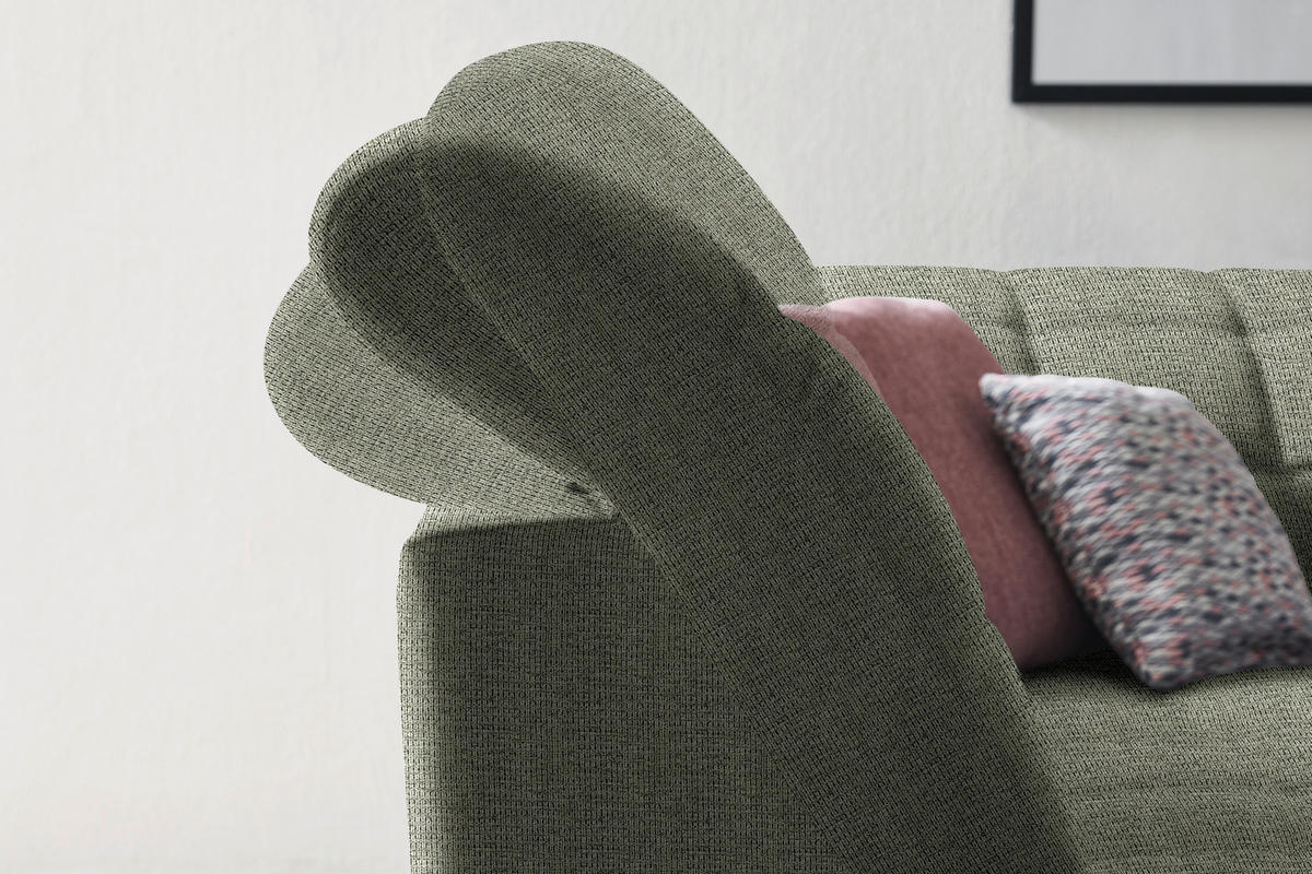 ECKSOFA in Webstoff Grün  216/302 cm  - Schwarz/Grün, Design, Holz/Textil (216/302cm) - Xora