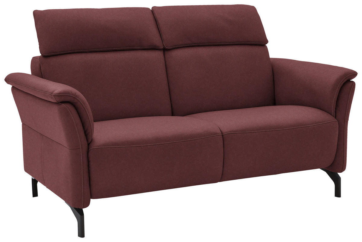 2-SITZER-SOFA in Echtleder Bordeaux  - Bordeaux/Schwarz, Konventionell, Leder/Metall (178/103/92cm) - Dieter Knoll