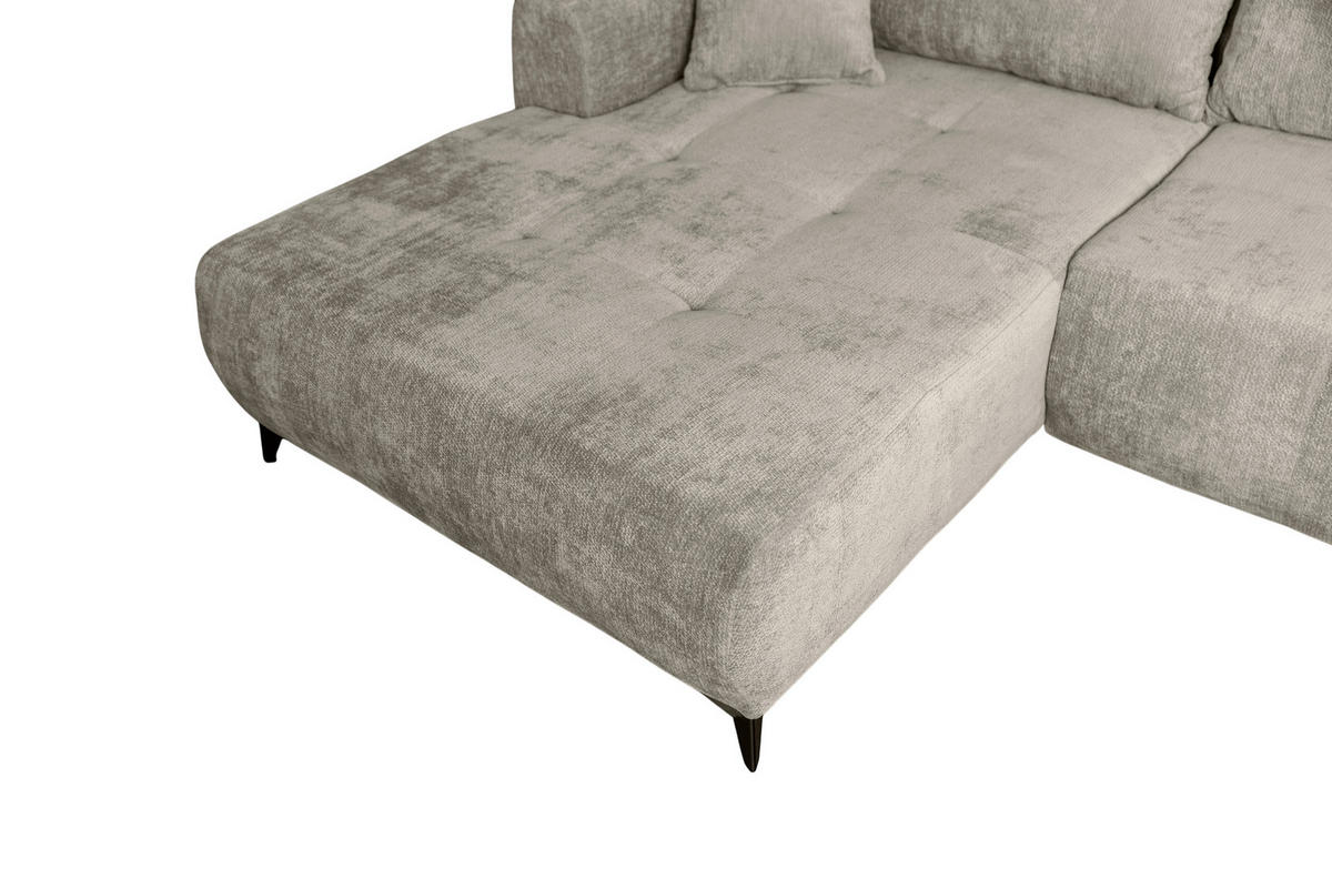 ECKSOFA BELARO Taupe Chenille  - Taupe/Schwarz, Design, Textil/Metall (177/246cm) - P & B