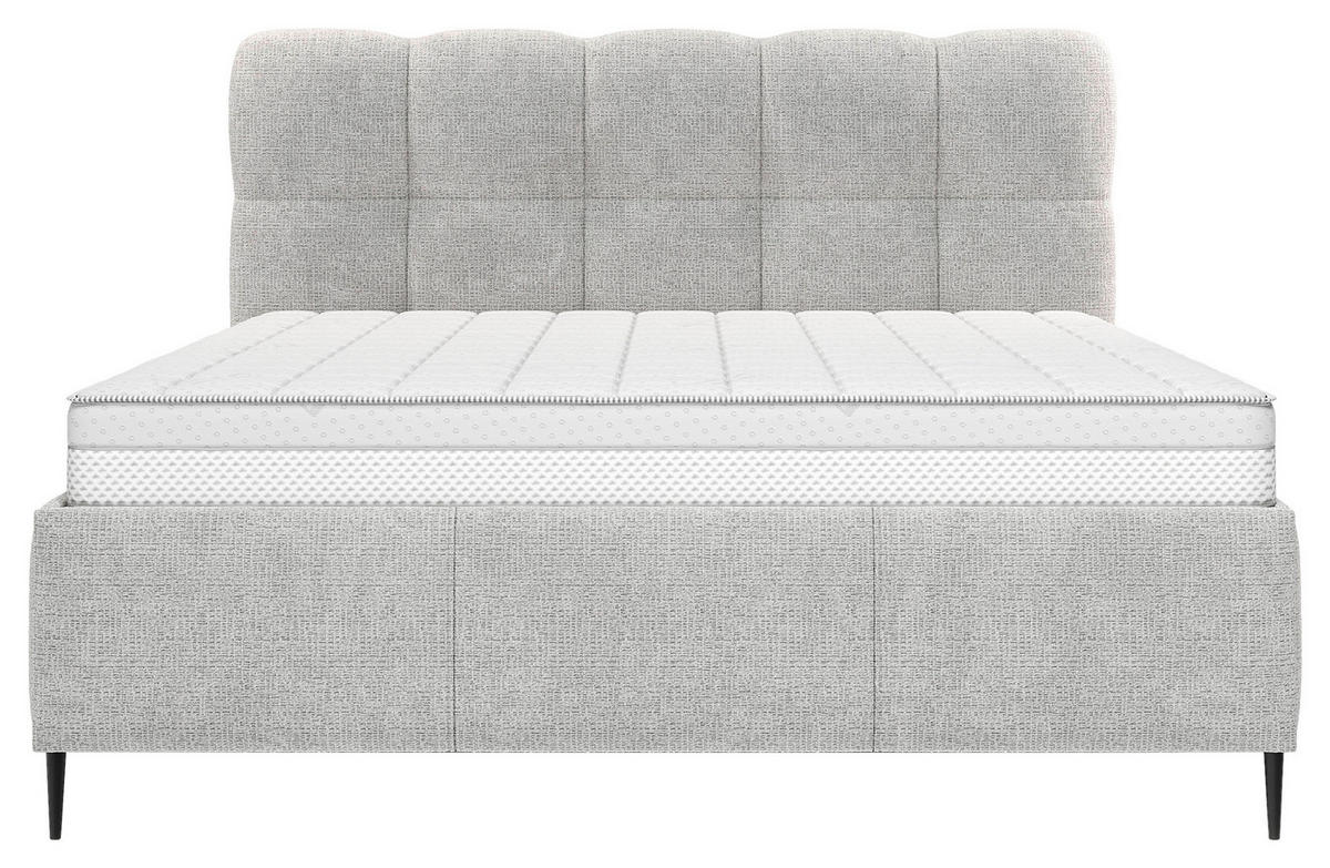 POLSTERBETT gepolstertes Kopfteil, Lattenrost 200/200 cm  in Silberfarben  - Silberfarben/Schwarz, Design, Holz/Textil (200/200cm) - Boxxx