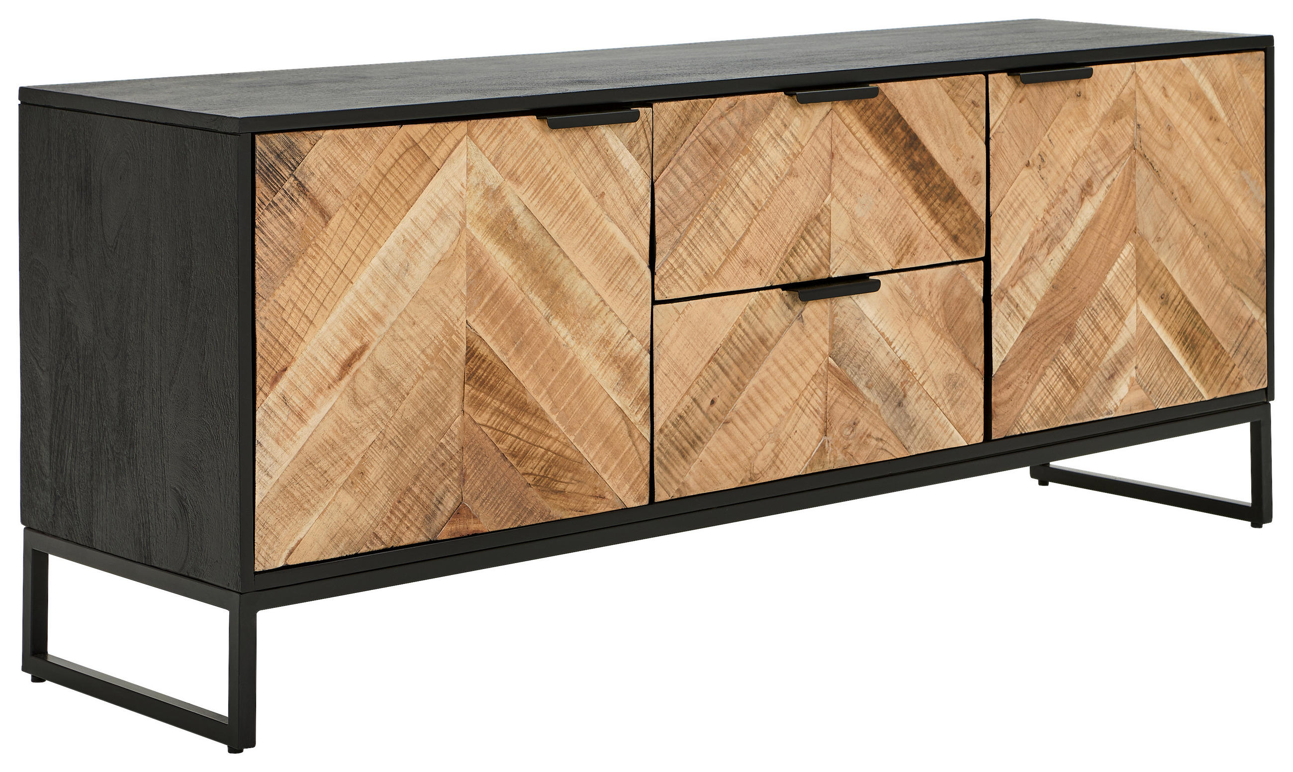 LOWBOARD  in 150/60/40 cm  - Schwarz/Akaziefarben, Design, Holz/Metall (150/60/40cm) - MID.YOU