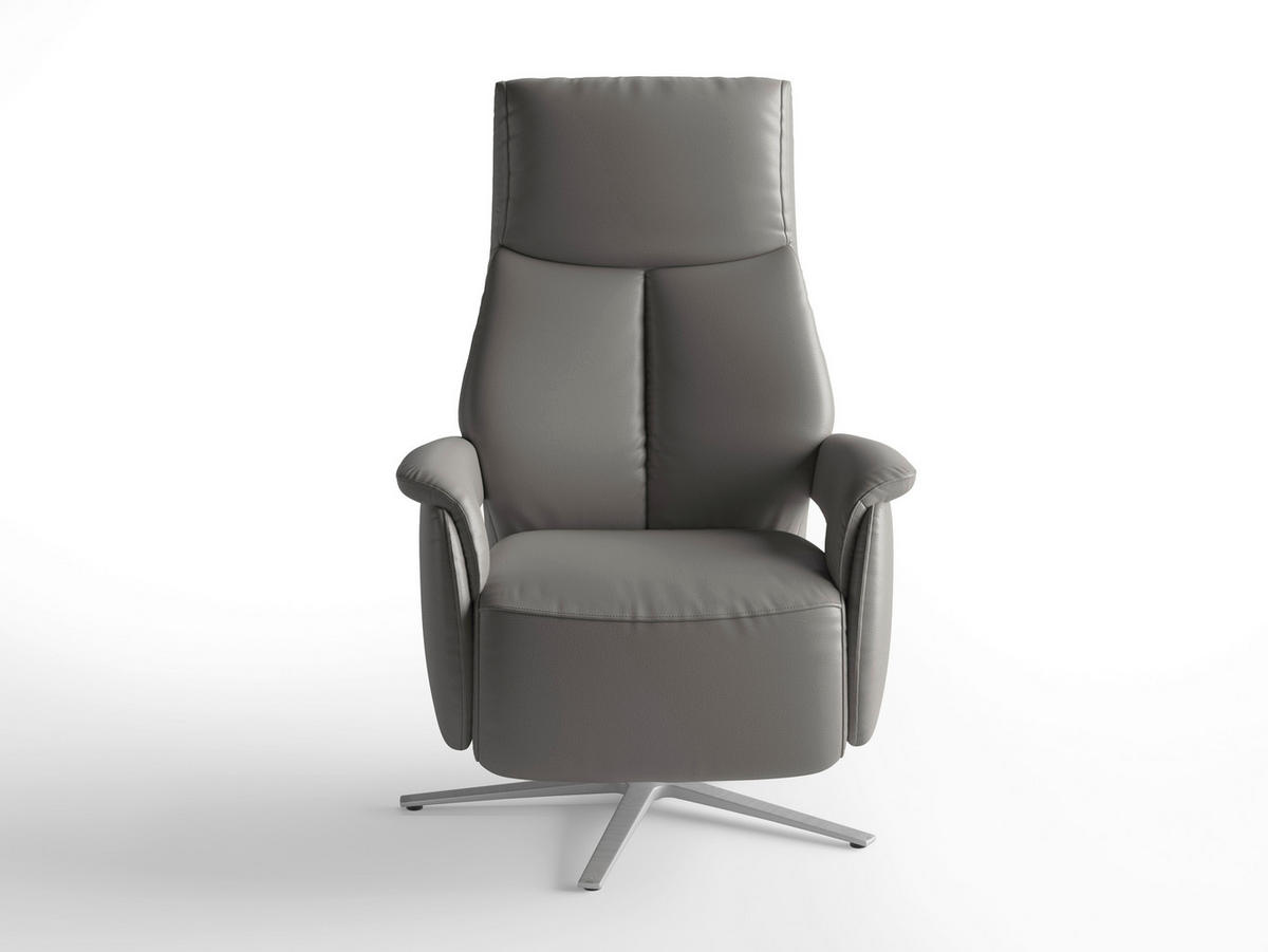 RELAXAČNÍ KŘESLO, kůže, mokka - barvy stříbra/mokka, Basics, kov/kůže (75/110/85cm) - Sit & More
