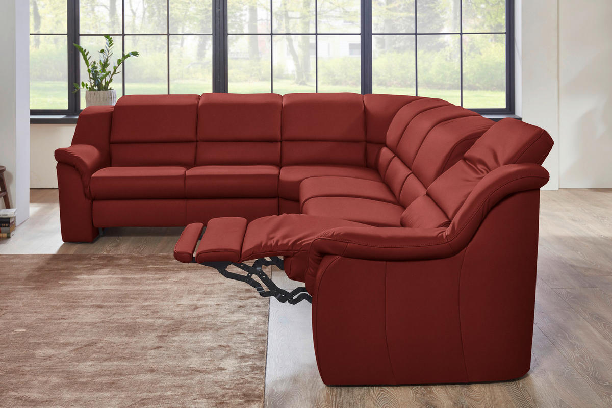ECKSOFA  in Echtleder Rotorange  260/324 cm  - Rotorange/Schwarz, KONVENTIONELL, Leder/Kunststoff (260/324cm) - Cantus
