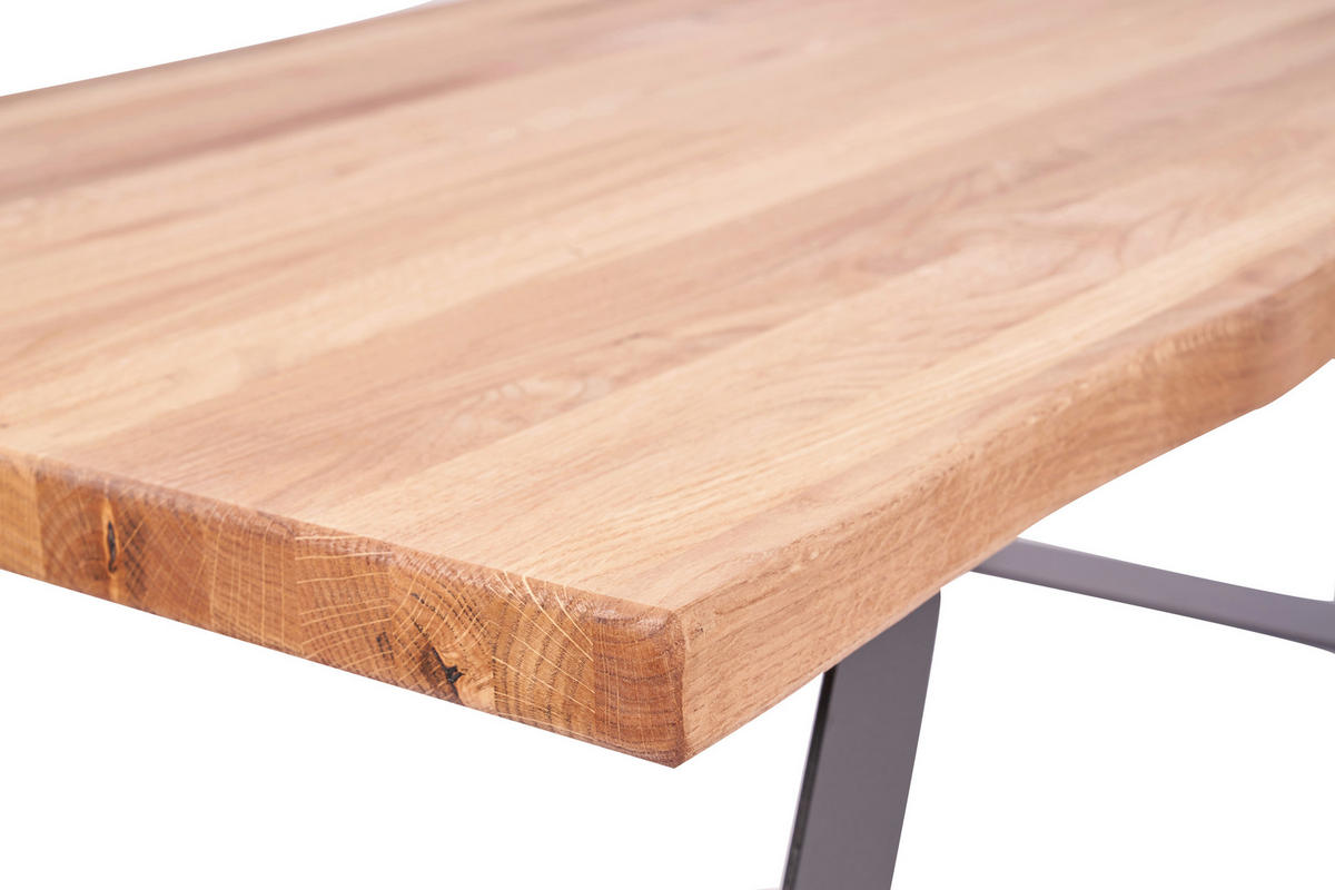 COUCHTISCH in Holz, Metall 110/44/60 cm  - Eichefarben/Schwarz, Natur, Holz/Metall (110/44/60cm)