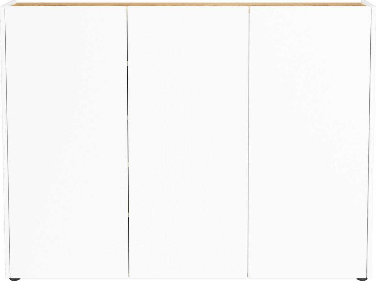 SCHUHSCHRANK Weiß, Eichefarben  - Eichefarben/Schwarz, Design, Holzwerkstoff/Kunststoff (138/105/25cm)