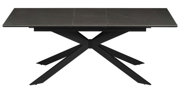 ESSTISCH Grau, Schwarz rechteckig  ausziehbar  - Schwarz/Grau, Design, Keramik/Holzwerkstoff (160-200/90/76cm) - Carryhome