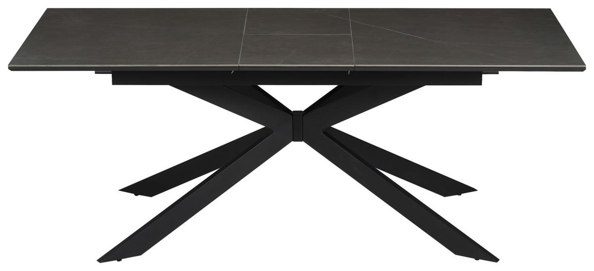 ESSTISCH Grau, Schwarz rechteckig  ausziehbar  - Schwarz/Grau, Design, Keramik/Holzwerkstoff (160-200/90/76cm) - Carryhome
