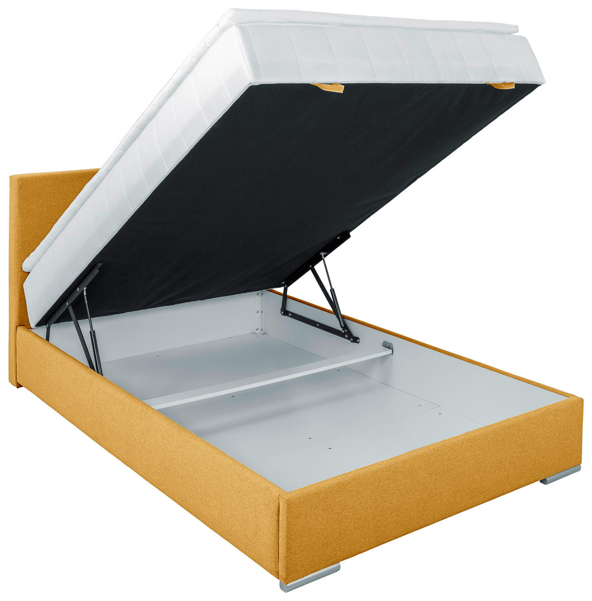 BOXBETT 90/200 cm  in Currygelb  - Chromfarben/Currygelb, KONVENTIONELL, Kunststoff/Textil (90/200cm) - Carryhome