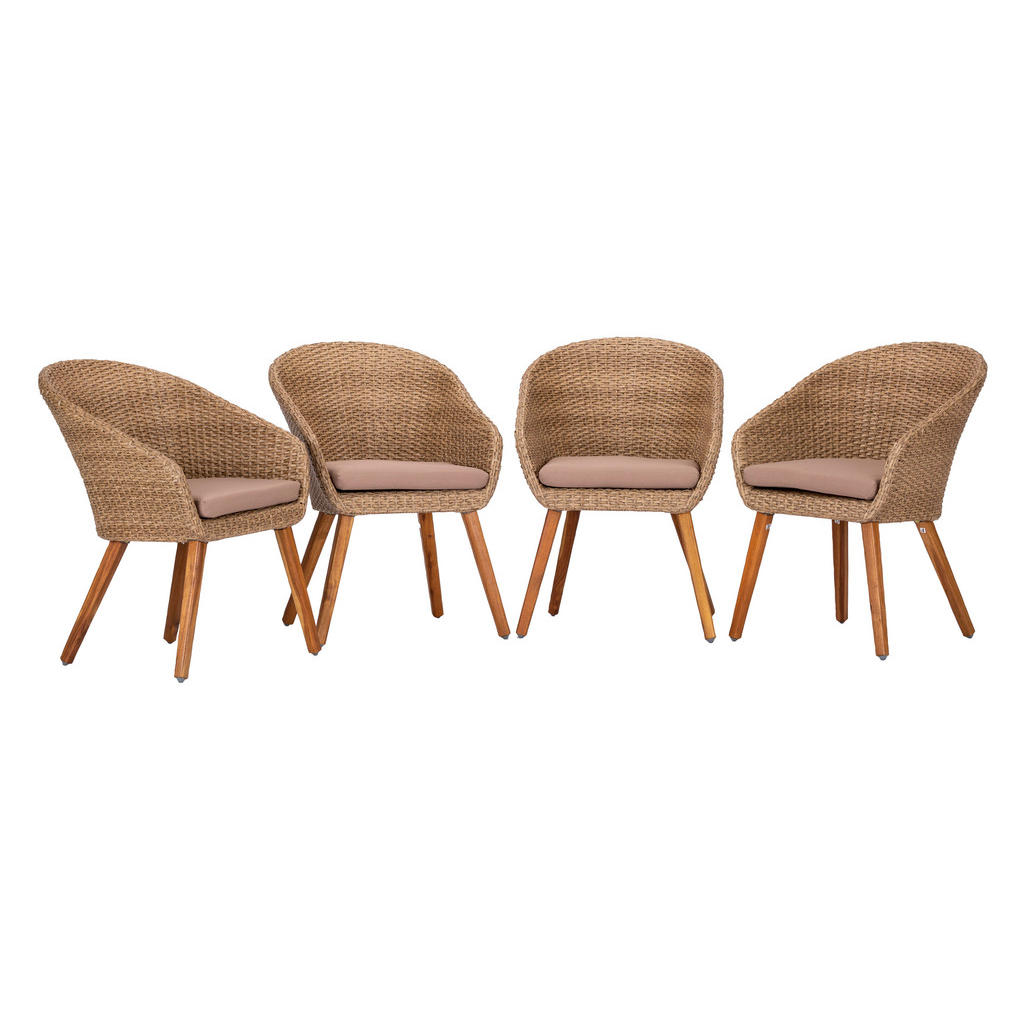 Thumbnail - Acamp Rattansessel, Akazie, Teak, Holz, Metall, Kunststoff, Textil, Akazie, 77x74x62 cm, gastro- und objekttauglich, wet...