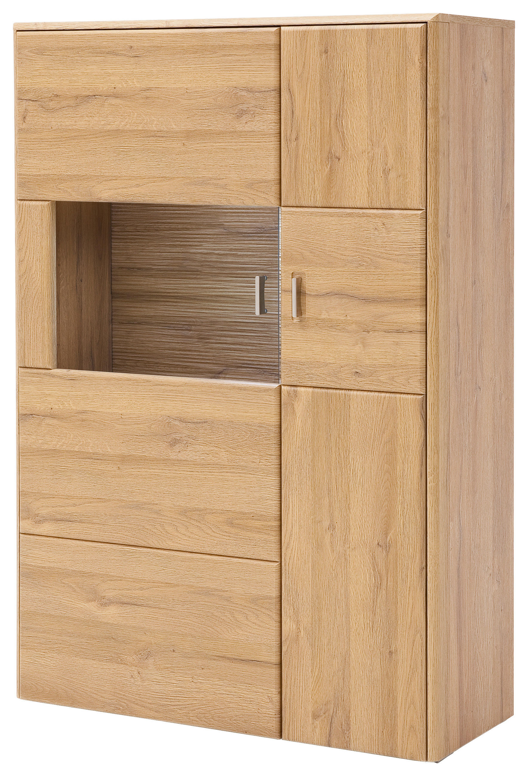 HIGHBOARD  in 94/139/39 cm  - Eichefarben/Silberfarben, KONVENTIONELL, Glas/Holzwerkstoff (94/139/39cm) - Cantus