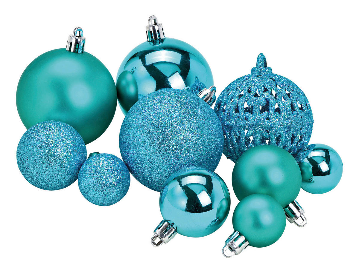 CHRISTBAUMKUGEL-SET 100-teilig  - Blau, Design, Kunststoff