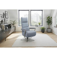 RELAXSESSEL TV VARIO COMFORT E S1 Echtleder Kopfteilverstellung, Rücken echt    - Graublau/Silberfarben, Basics, Leder/Metall (70/124/85cm) - Sit & More