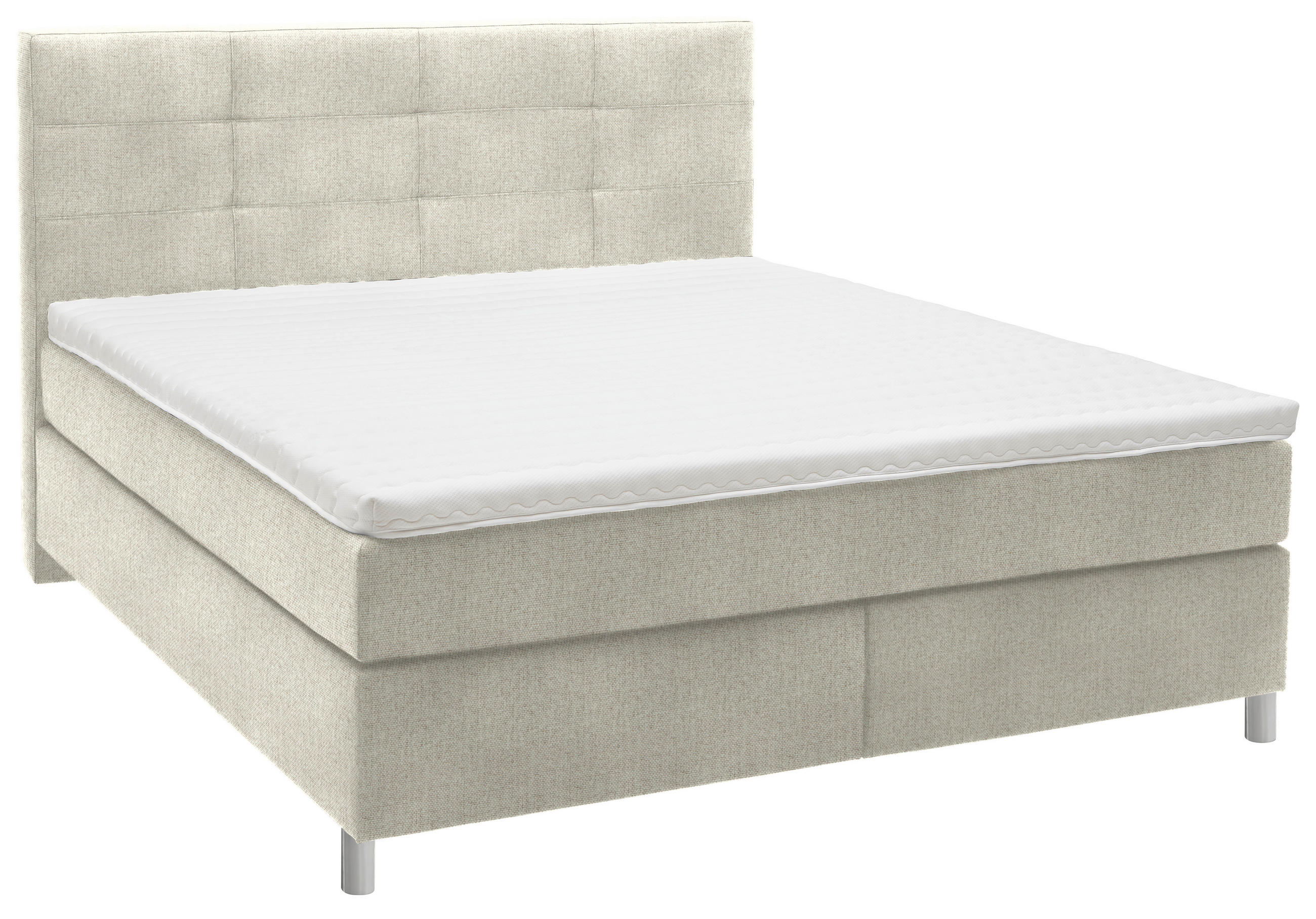 BOXSPRINGBETT 180/200 cm  in Creme  - Chromfarben/Creme, KONVENTIONELL, Kunststoff/Textil (180/200cm) - Voleo