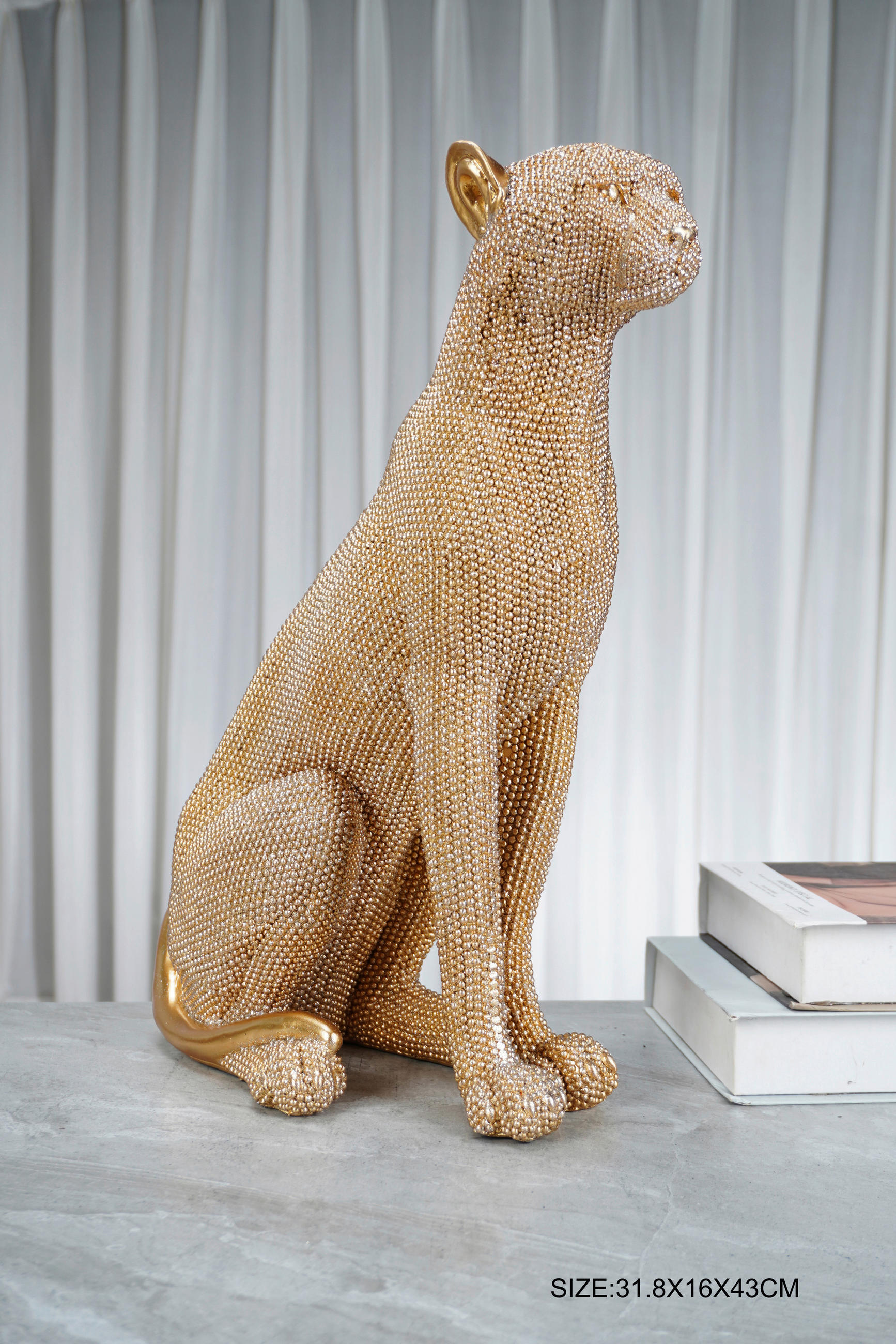 DEKOR ÁLLATFIGURA - aranyszínű, Basics, műanyag (32/16/43cm)