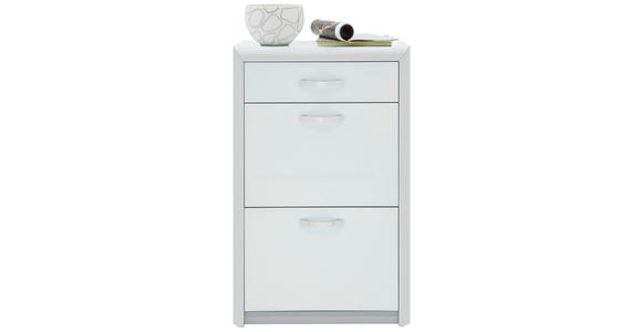 SCHUHSCHRANK Weiß, Alufarben  - Alufarben/Weiß, Design, Glas/Holzwerkstoff (63/103/32cm) - Dieter Knoll