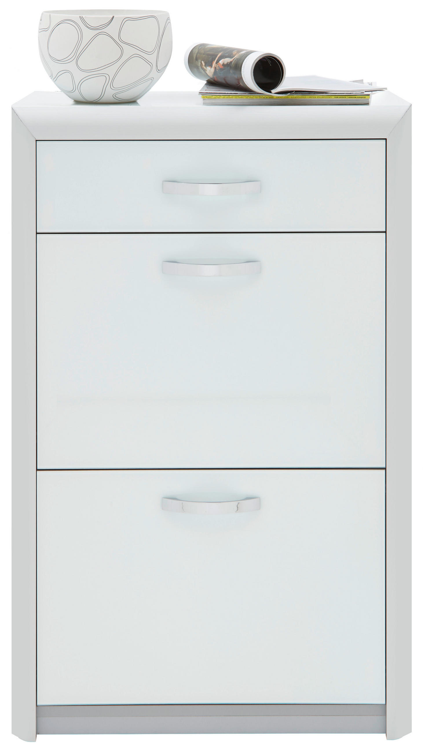 SCHUHSCHRANK Weiß, Alufarben  - Alufarben/Weiß, Design, Glas/Holzwerkstoff (63/104/28cm) - Dieter Knoll