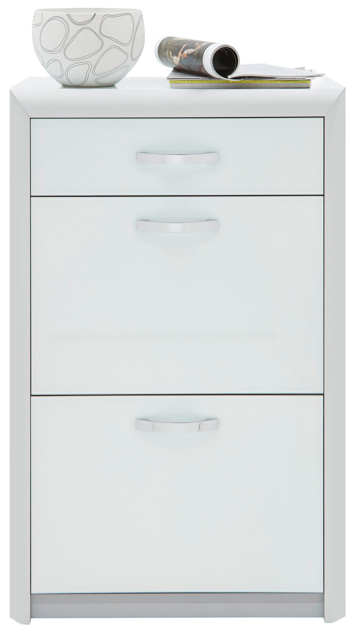 SCHUHSCHRANK Weiß, Alufarben  - Alufarben/Weiß, Design, Glas/Holzwerkstoff (63/103/32cm) - Dieter Knoll