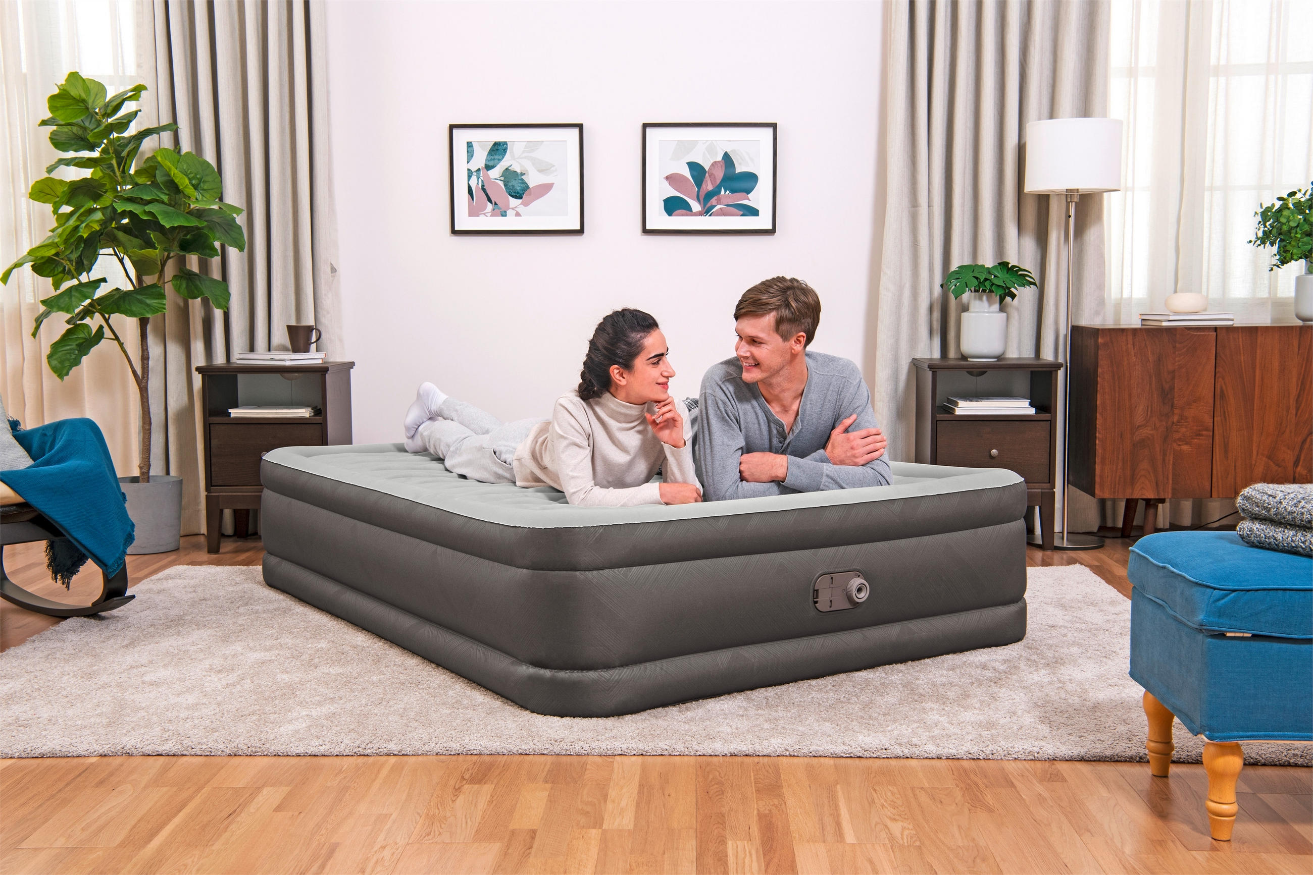 LUFTBETT  203/152 cm  Grau, Dunkelgrau  - Dunkelgrau/Grau, KONVENTIONELL, Kunststoff (203/152cm) - Bestway