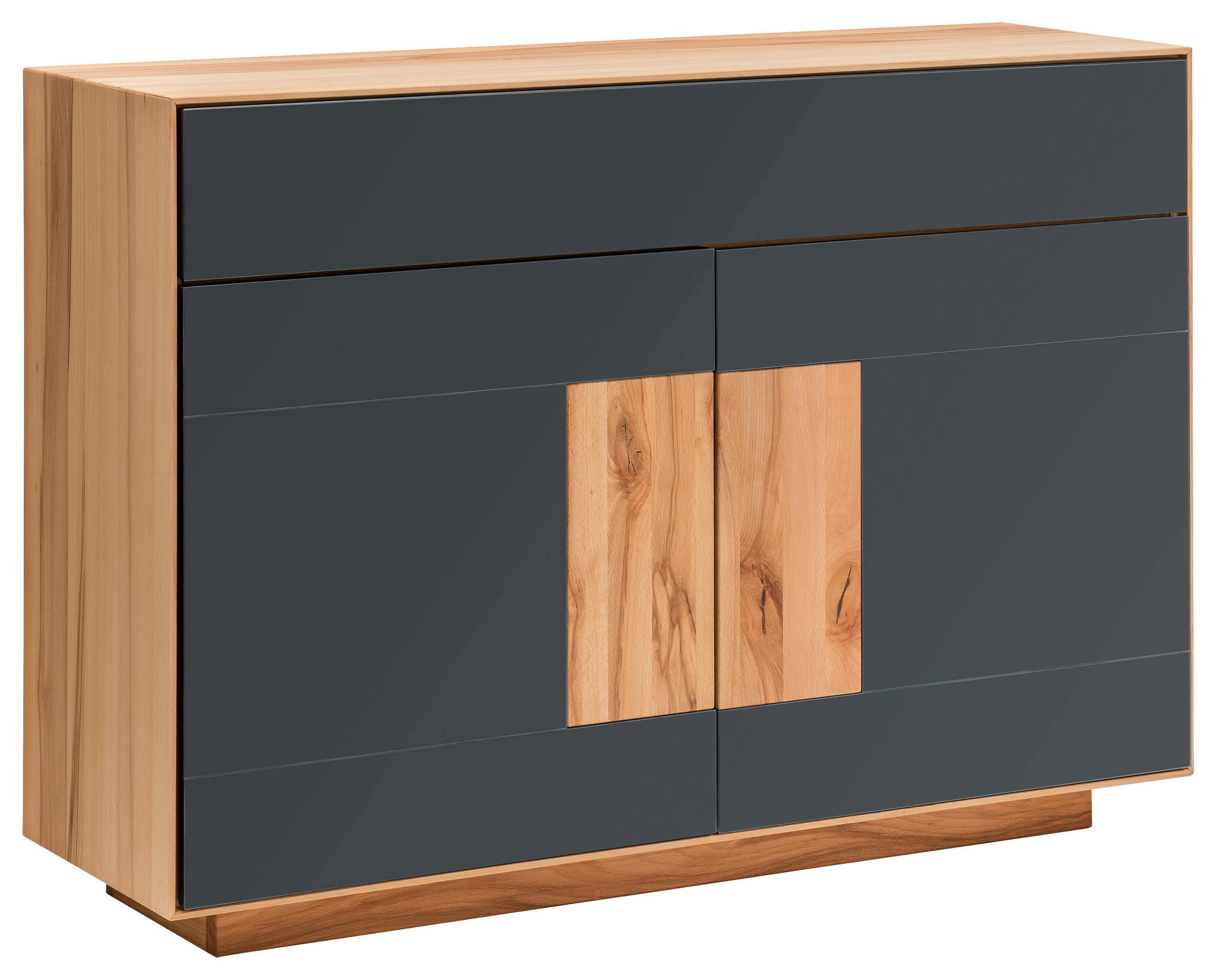 SIDEBOARD  in 120/87/40 cm  - Anthrazit/Buchefarben, MODERN, Glas/Holz (120/87/40cm) - Linea Natura