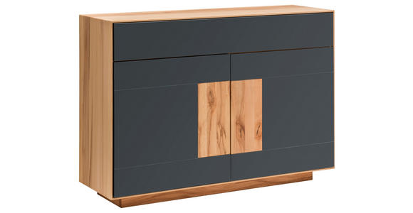 SIDEBOARD  120/87/40 cm 1 Schublade(n)  - Anthrazit/Buchefarben, MODERN, Glas/Holz (120/87/40cm) - Linea Natura