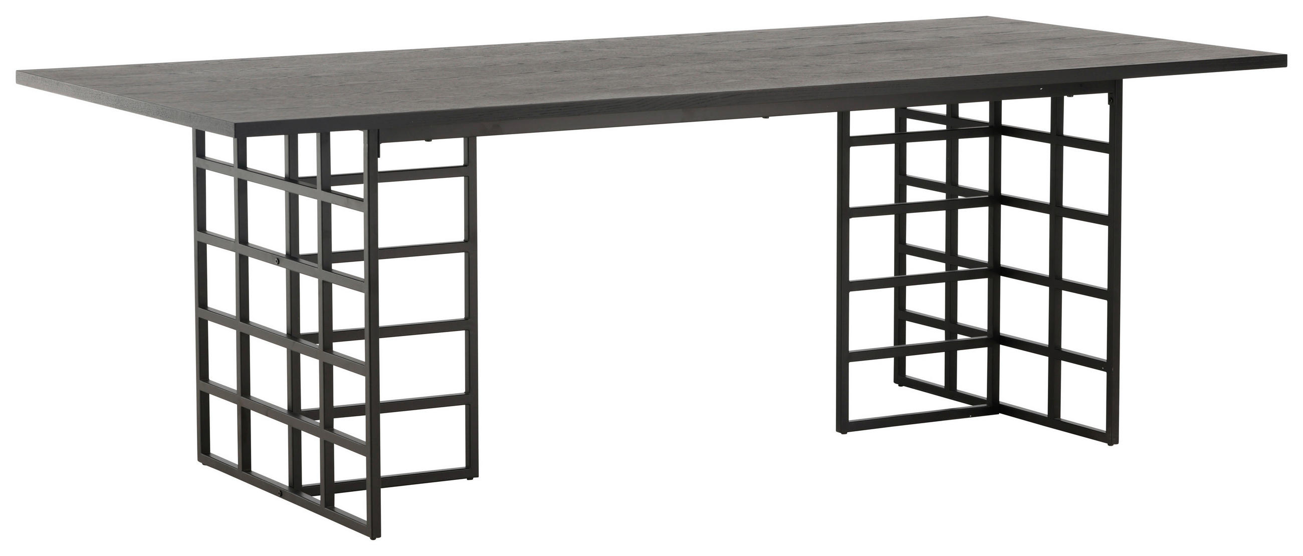 ESSTISCH Eukalyptusholz rechteckig Schwarz  - Schwarz, Design, Holz/Metall (220/100/75cm) - Livetastic