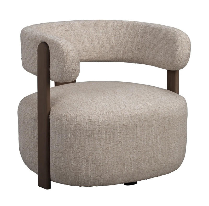 FÅTÖLJ i metall, textil beige  - beige/brun, Modern, metall/trä (74/69/74cm) - Rowico