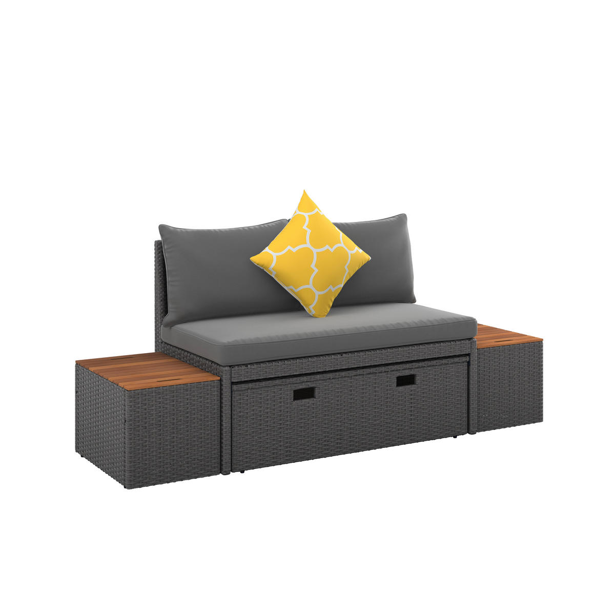 LOUNGEGARNITUR   113/72/62,5 cm Akazie massiv Eisen  - Dunkelgrau/Grau, MODERN, Holz/Kunststoff (113/72/62,5cm) - Ambia Garden