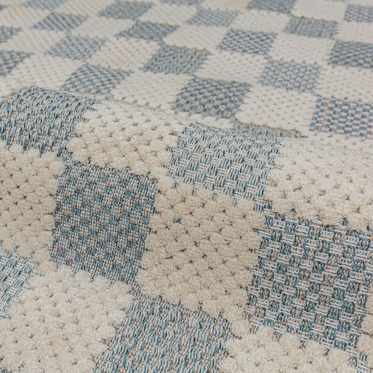 FLACHWEBETEPPICH  Wohnzimmer 155/230 cm Muted Checkerboard Blau rechteckig  - Blau, Basics, Kunststoff/Textil (155/230cm) - Flair Rugs