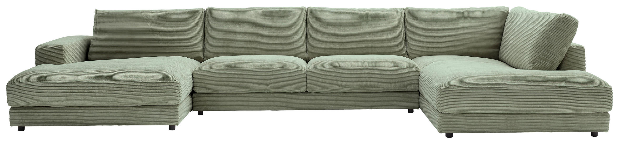 WOHNLANDSCHAFT Dunkelgrün Cord  - Dunkelgrün/Schwarz, Design, Kunststoff/Textil (190/425/224cm) - Hom`in