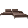 ECKSOFA in Echtleder Dunkelbraun  304/201 cm  - Dunkelbraun/Schwarz, Design, Leder/Metall (304/201cm) - Emilio Belluti