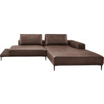 ECKSOFA in Echtleder Dunkelbraun  304/201 cm  - Dunkelbraun/Schwarz, Design, Leder/Metall (304/201cm) - Emilio Belluti