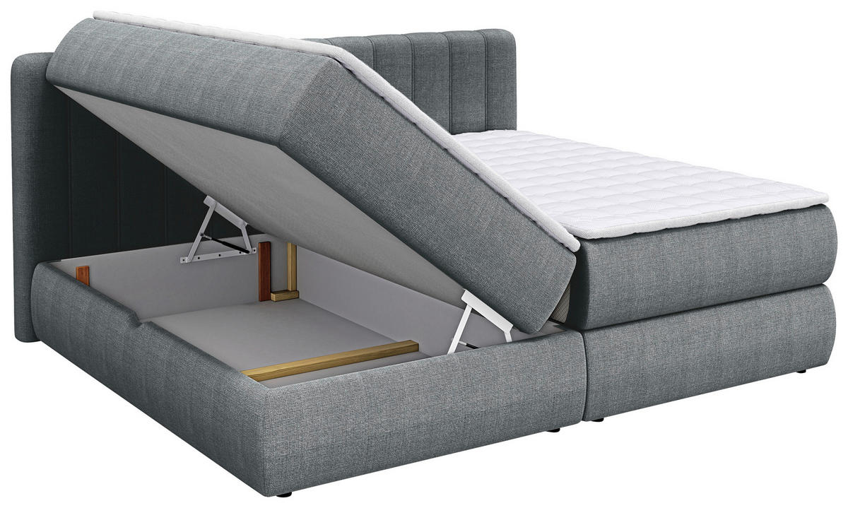 FAMILIENBOXSPRINGBETT - Anthrazit/Schwarz, Design, Kunststoff/Textil (240/200cm) - Chameo
