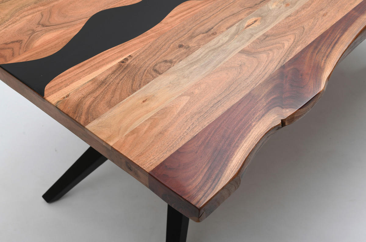 TISCHPLATTE Akazie Schwarz, Akaziefarben  - Schwarz/Akaziefarben, Design, Naturmaterialien/Holz (240/100/5,5cm) - Landscape
