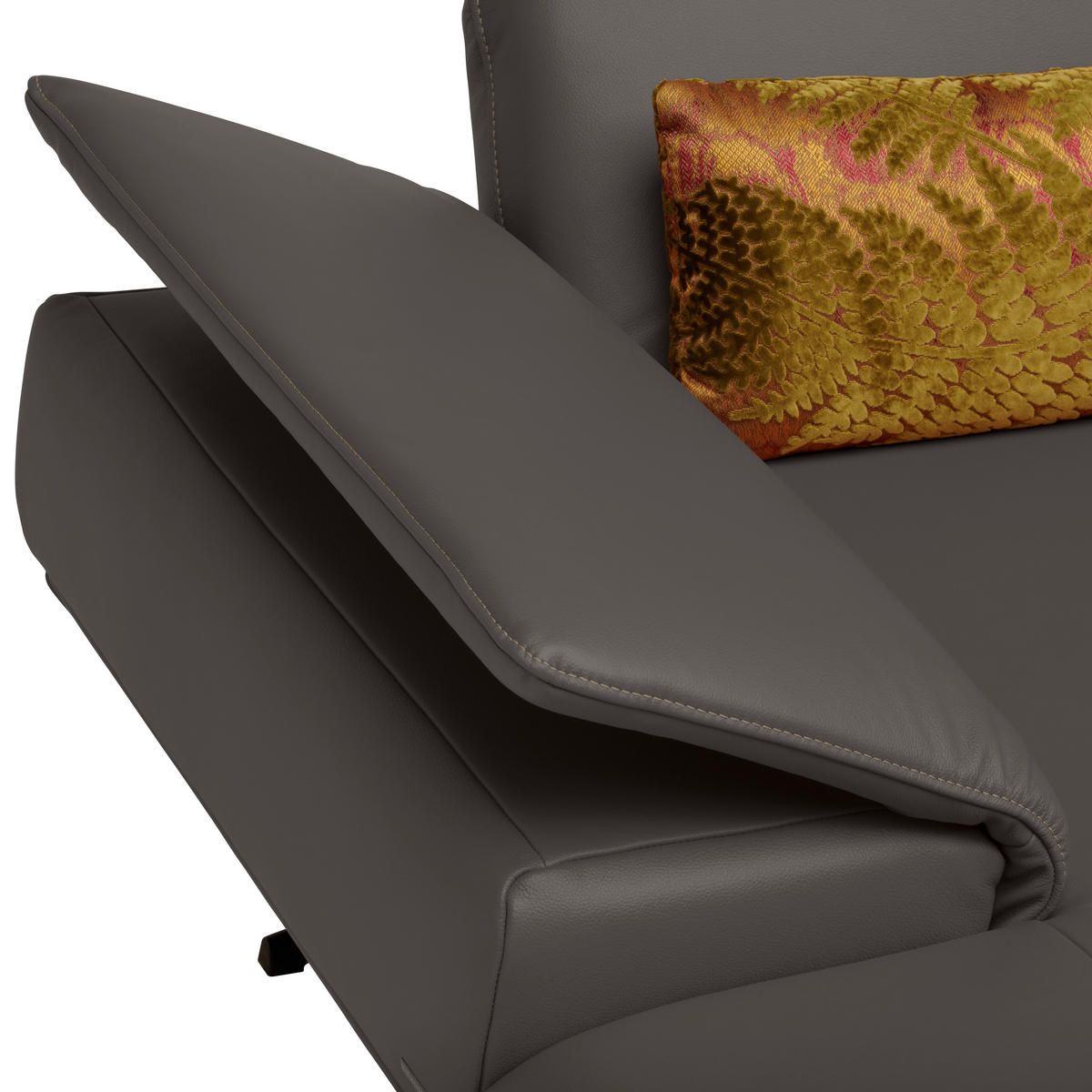 ECKSOFA in Echtleder Dunkelbraun  - Dunkelbraun/Beige, Design, Leder/Metall (150/242cm) - Koinor