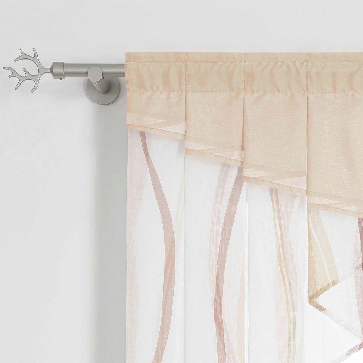 KURZGARDINE   120/125 cm   - Sandfarben/Weiß, Basics, Textil (120/125cm)