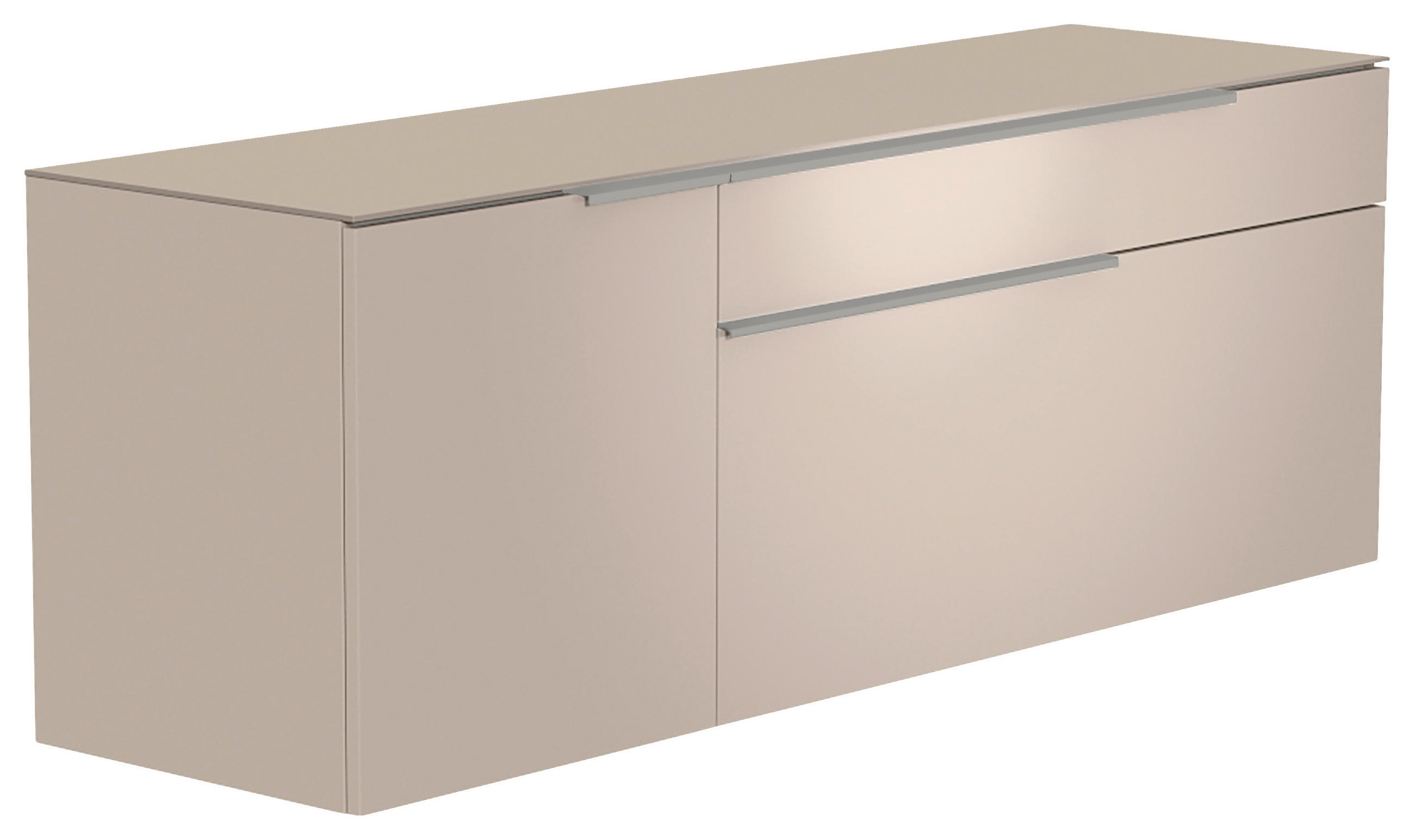 LOWBOARD  in 160/65/45 cm  - Sandfarben/Alufarben, Design, Glas/Holzwerkstoff (160/65/45cm) - Moderano