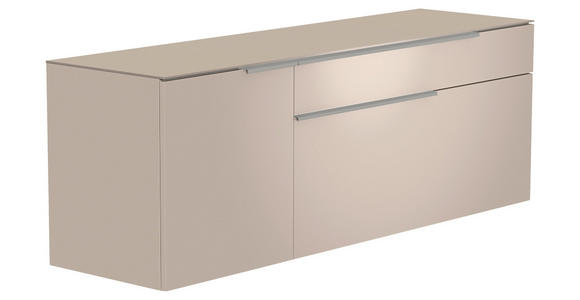 LOWBOARD  in 160/65/45 cm  - Sandfarben/Alufarben, Design, Glas/Holzwerkstoff (160/65/45cm) - Moderano