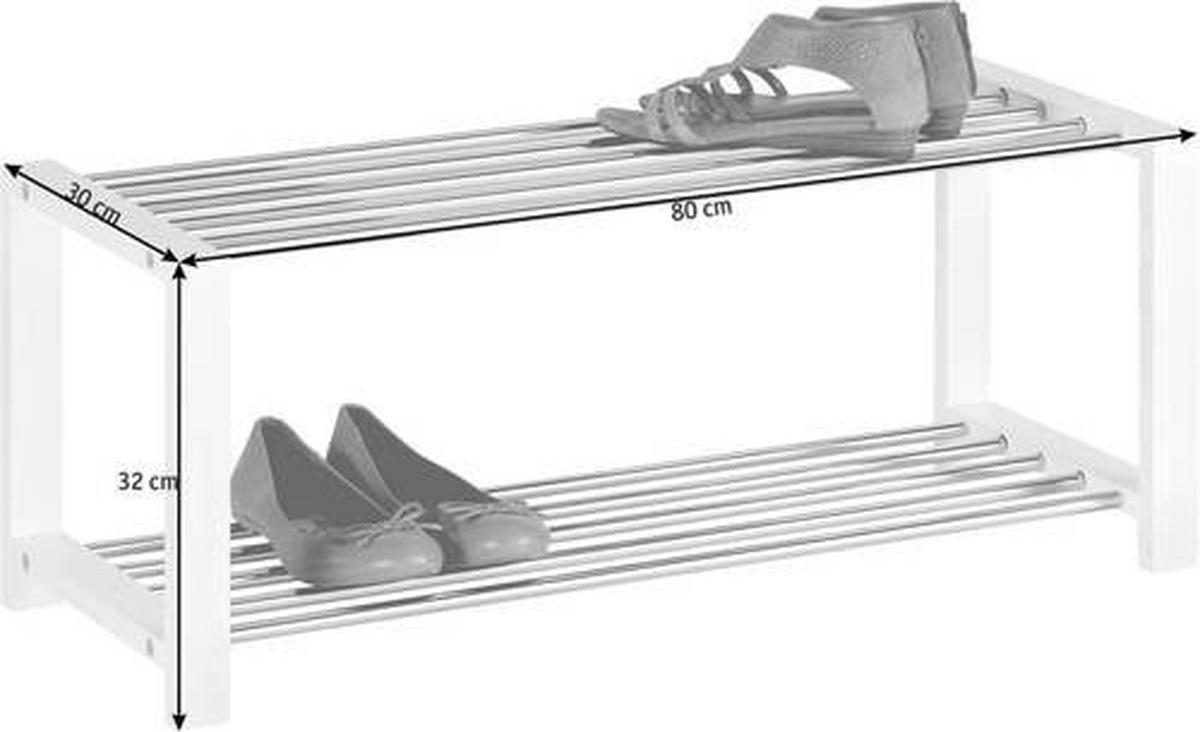 STALAK ZA OBUĆU  bijela, boje kroma  metal, drvni materijal     - bijela/boje kroma, Design, drvni materijal/metal (80/32/30cm) - Carryhome