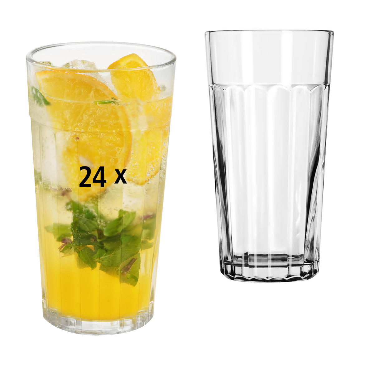 GLÄSERSET PANELED TUMBLERS  24-teilig  - Klar, Basics, Glas (9/17cm)