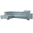 ECKSOFA  in Mikrofaser Hellblau  207/301 cm  - Schwarz/Hellblau, Design, Textil/Metall (207/301cm) - Xora