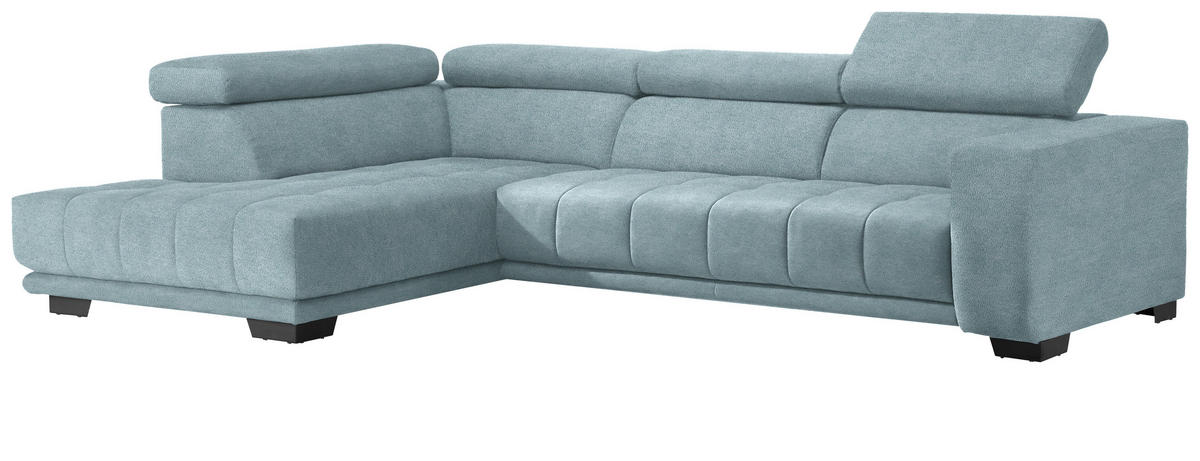 ECKSOFA in Mikrofaser Hellblau  207/301 cm  - Schwarz/Hellblau, Design, Textil/Metall (207/301cm) - Xora