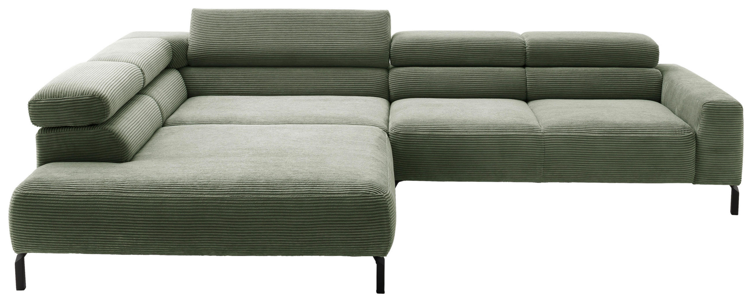 ECKSOFA inkl. Funktion in Cord Grün  - Schwarz/Grün, Modern, Textil/Metall (219/309cm) - Pure Home Lifestyle