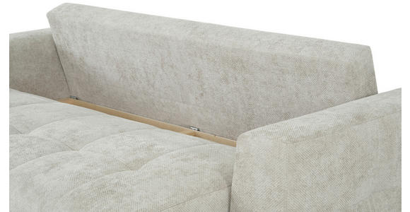 SCHLAFSOFA Struktur Creme  inkl. Zierkissen, Rückenkissen, Bettkasten, Schlaffunktion, Rücken echt  - Creme/Schwarz, KONVENTIONELL, Kunststoff/Textil (253/87/102cm) - Xora
