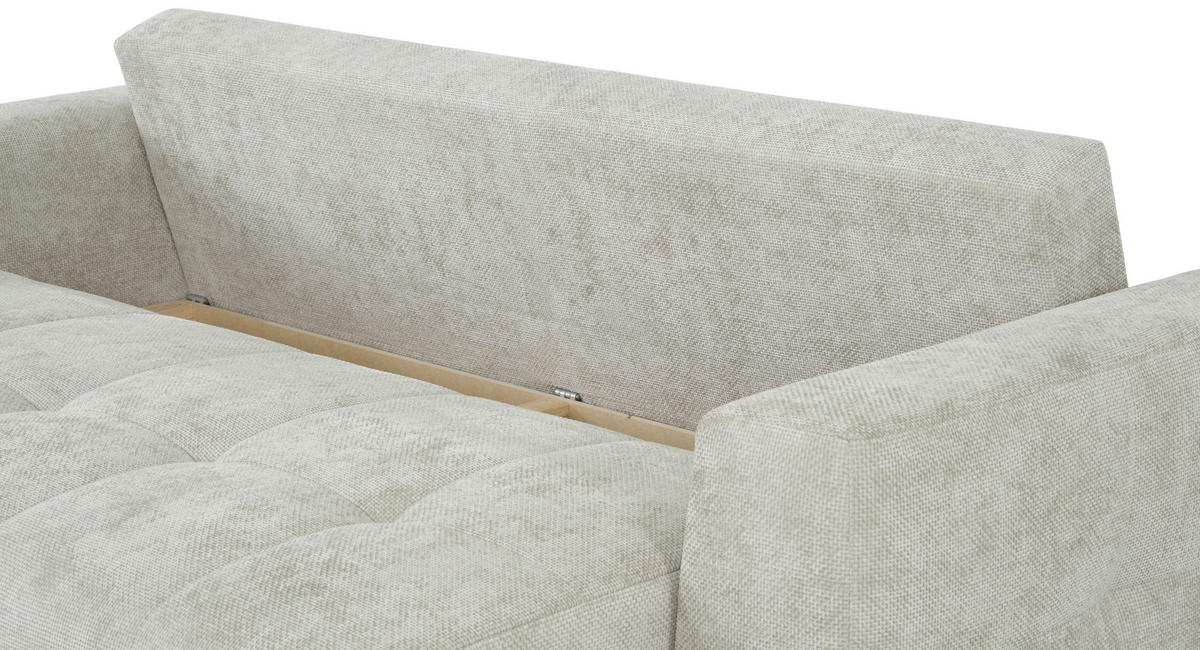 SCHLAFSOFA Struktur Creme  inkl. Zierkissen, Rückenkissen, Bettkasten, Schlaffunktion, Rücken echt  - Creme/Schwarz, KONVENTIONELL, Kunststoff/Textil (253/87/102cm) - Xora