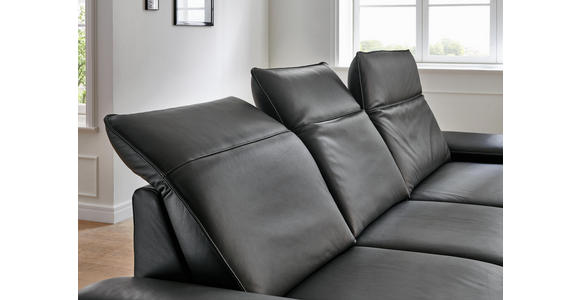 WOHNLANDSCHAFT in Leder Anthrazit - Anthrazit/Schwarz, Design, Leder/Metall (193/328cm) - Dieter Knoll