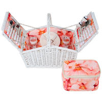 PICKNICKKORB für 4 Personen  - Rosa/Weiß, Basics, Holz/Keramik (45/30/20-26-44cm) - Ambia Home